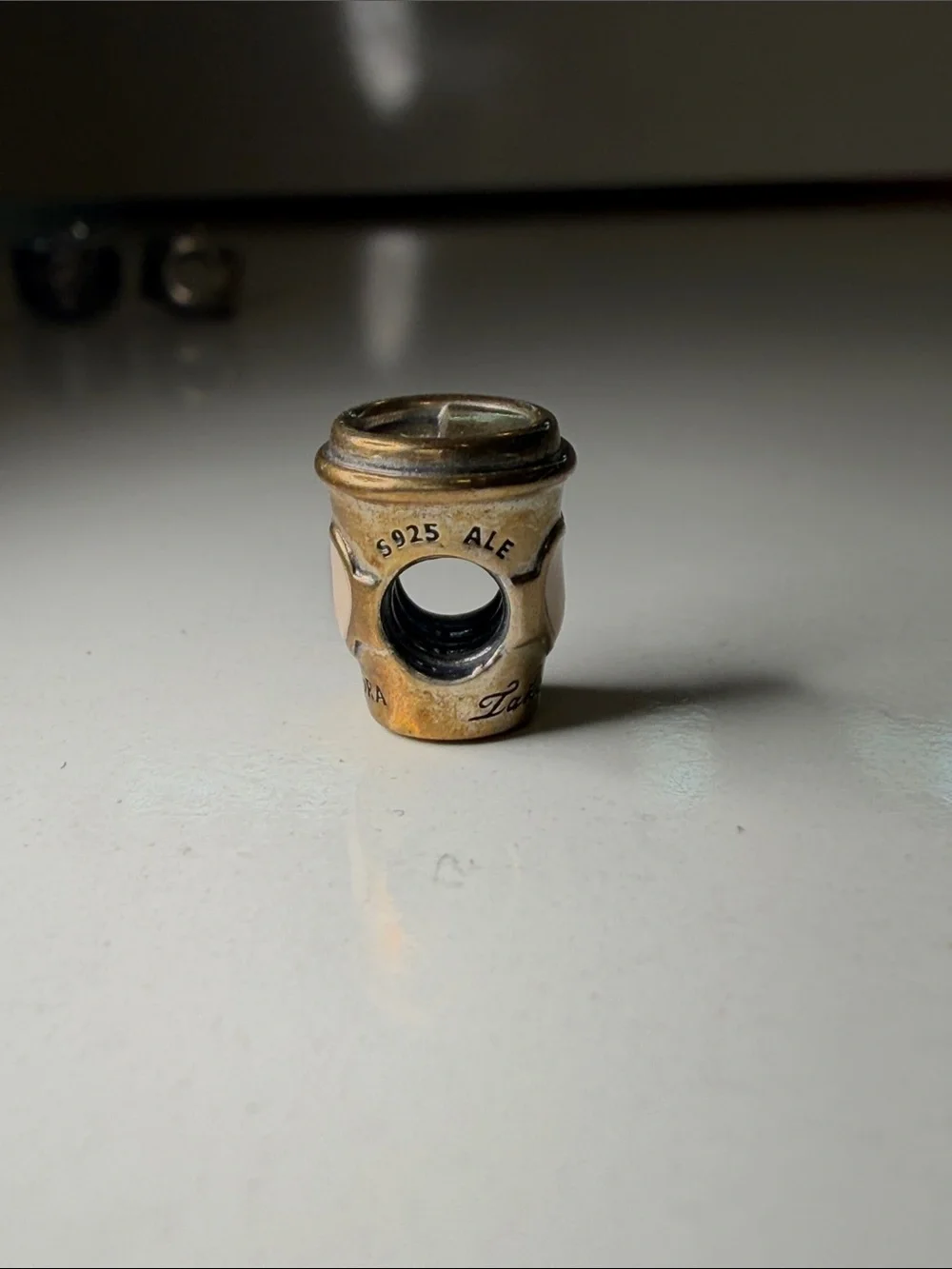 pandora Coffee Cup Charm - Pink and Gold